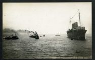 Nearing Vancouver or Victoria, BC with returning WWI troops.